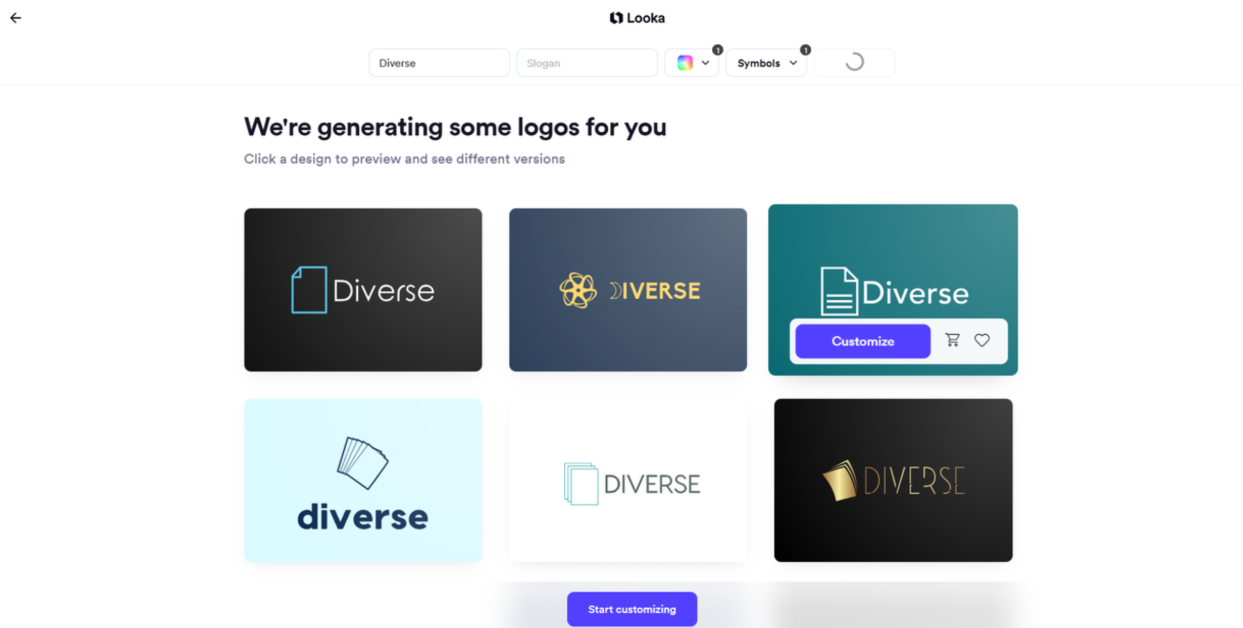 Interface von Looka - der beste YouTube-Icon-Maker