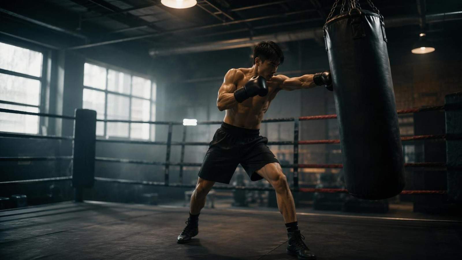 boxing motion transfer AI hero background in 16:9