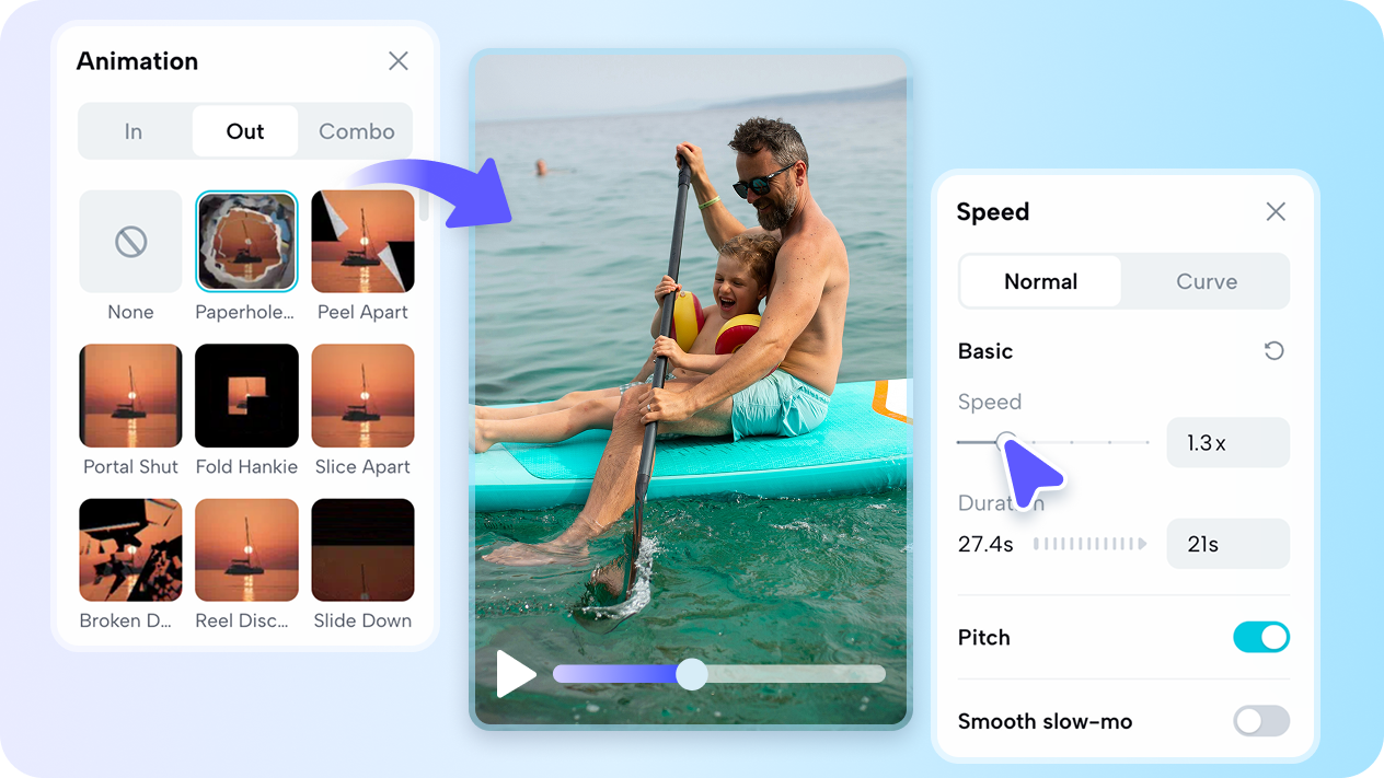 Disepadukan dengan suite penyuntingan penuh CapCut Web