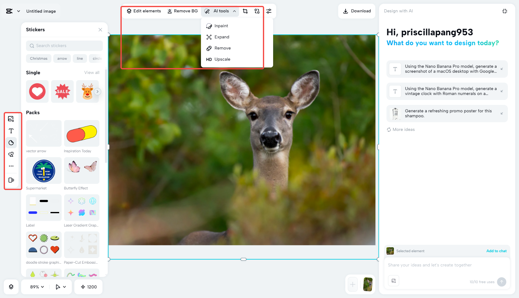 Refine details with AI tools and adjustments