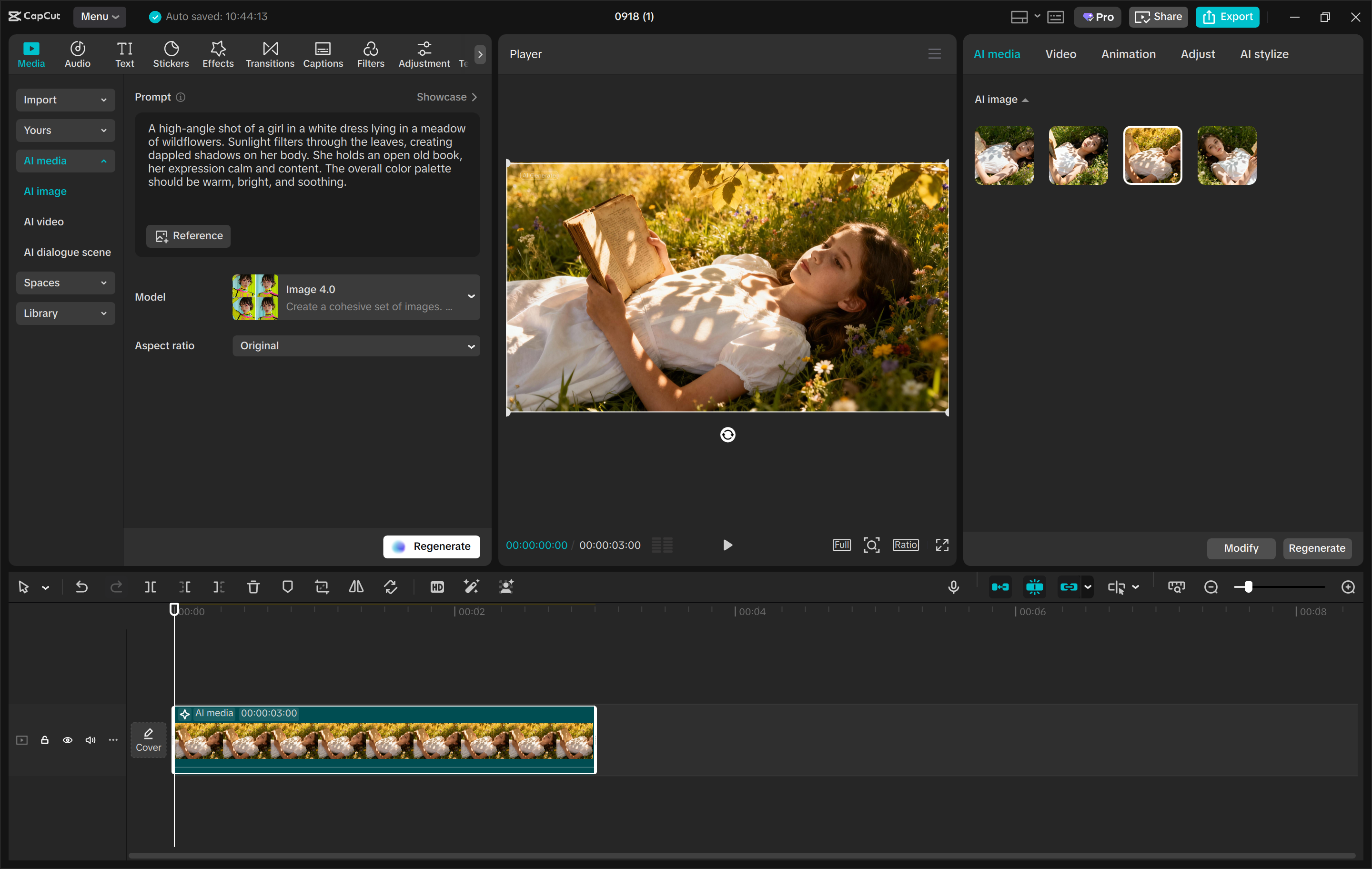 Interface van de CapCut desktop video-editor - een snellere manier om afbeeldingen te genereren met AI