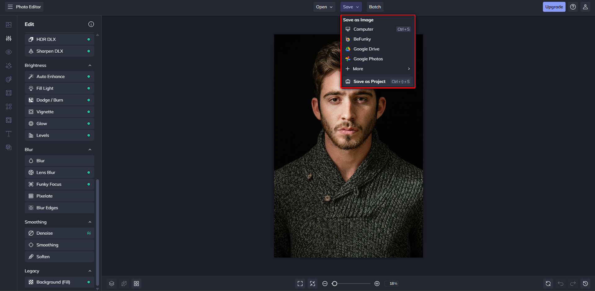 Speichern des Bildes aus dem BeFunky Online-Fotoeditor