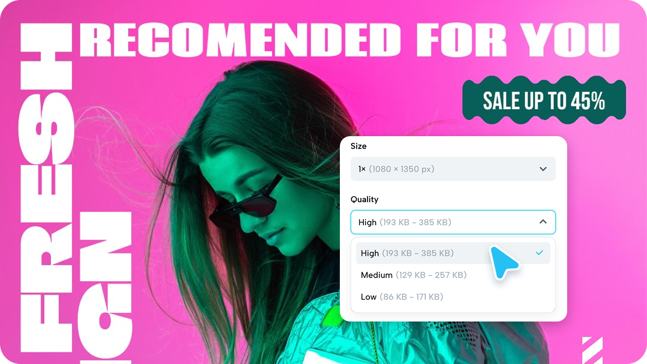 Impeccable export with customizable resize
