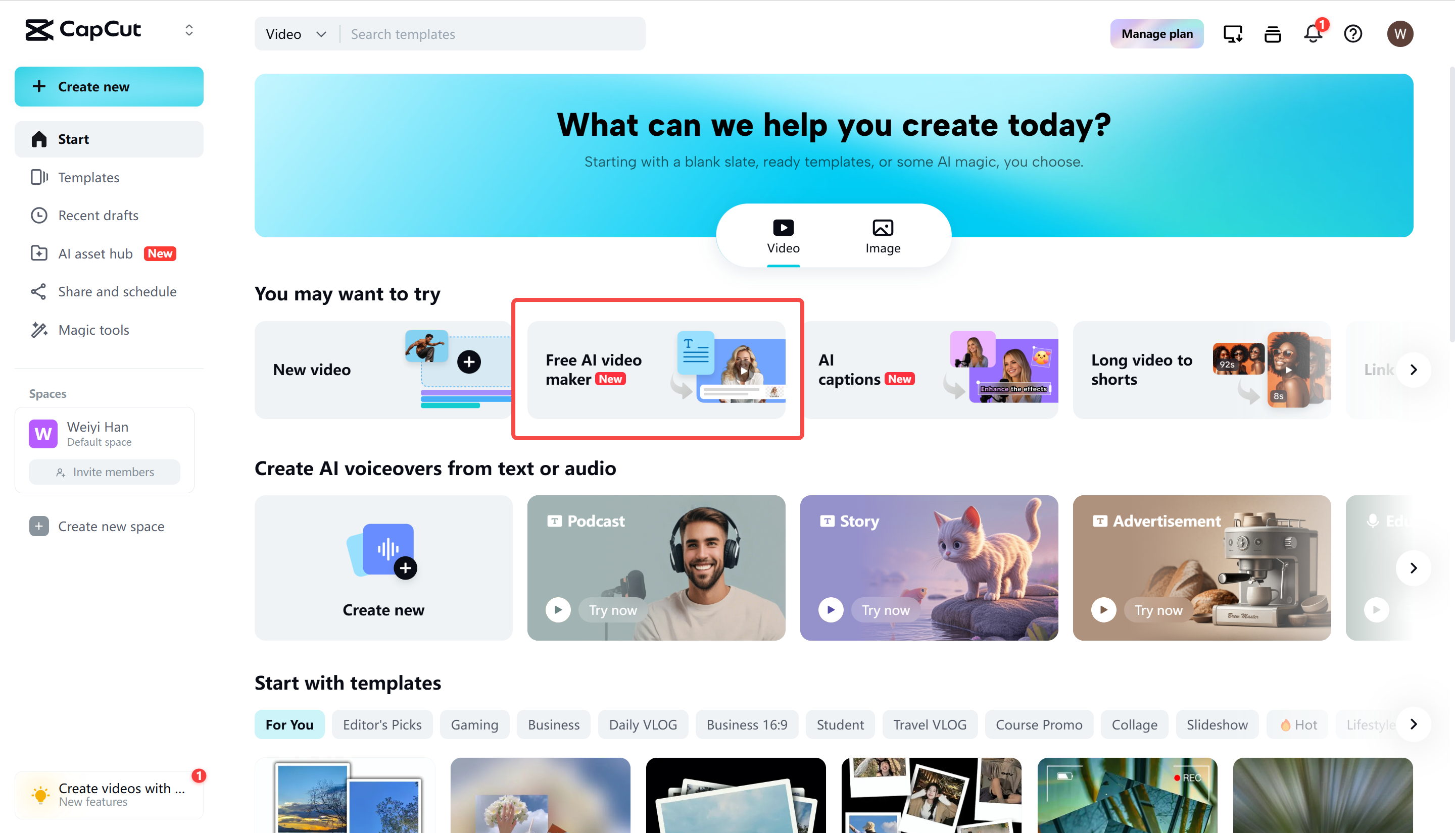 Auf den KI-Videomacher in CapCut Web zugreifen