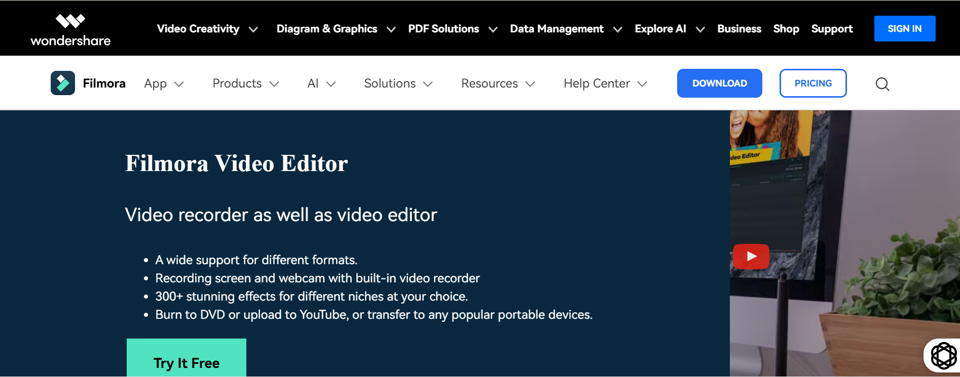Image showing Filmora screen recorder free download interface
