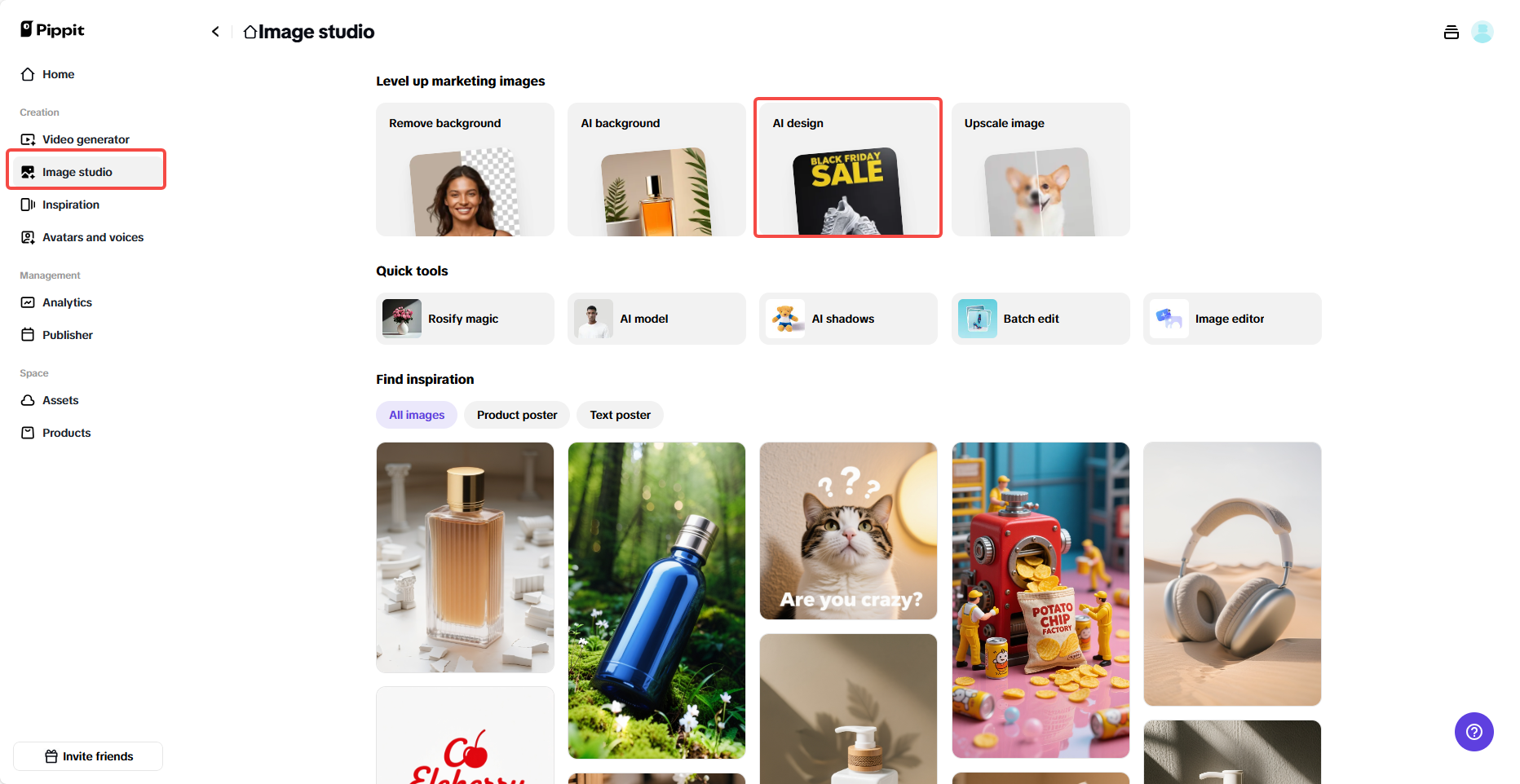 Choose AI design from Image studio