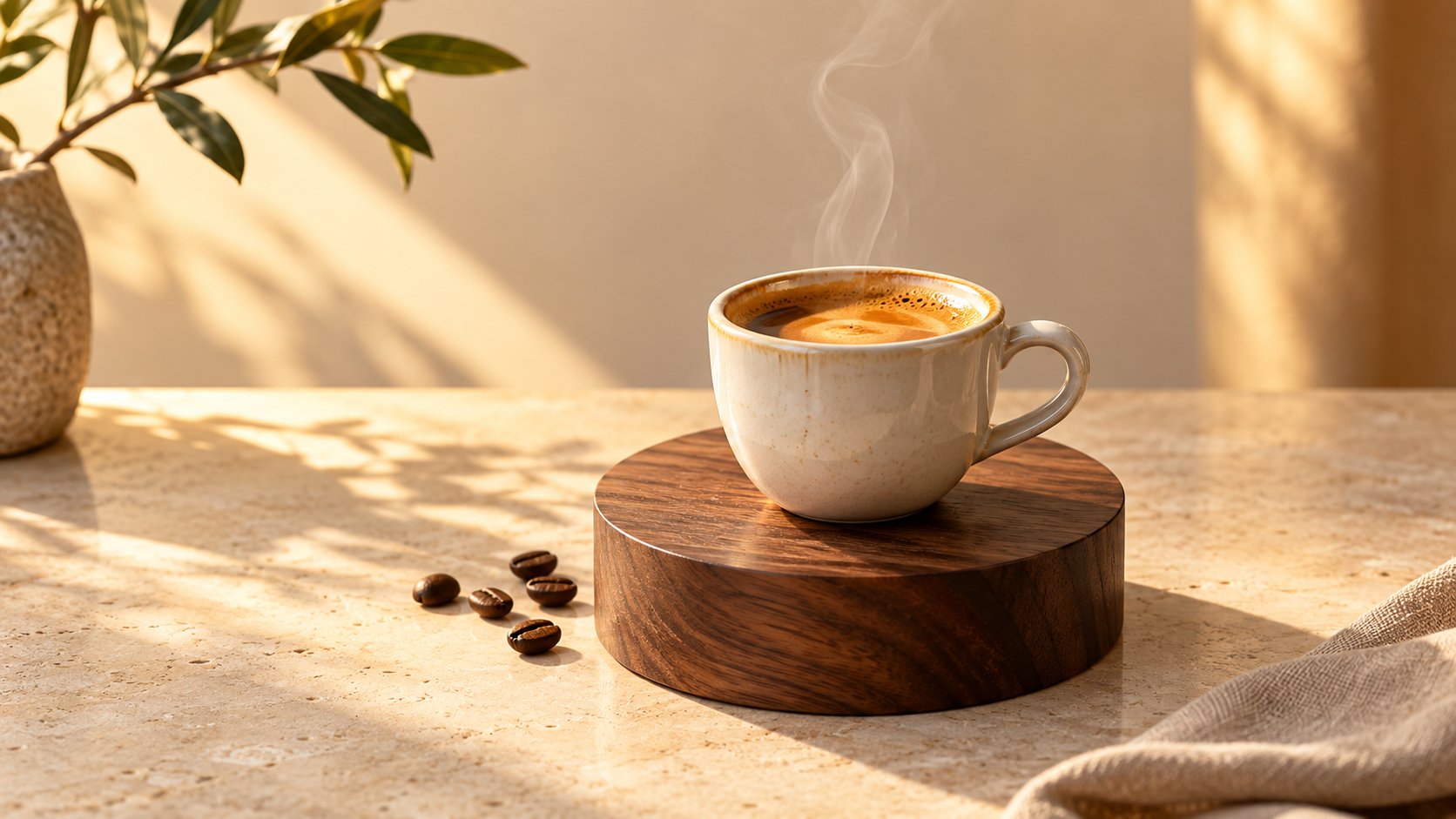 AI coffee poster prompts: Morning Espresso Pedestal