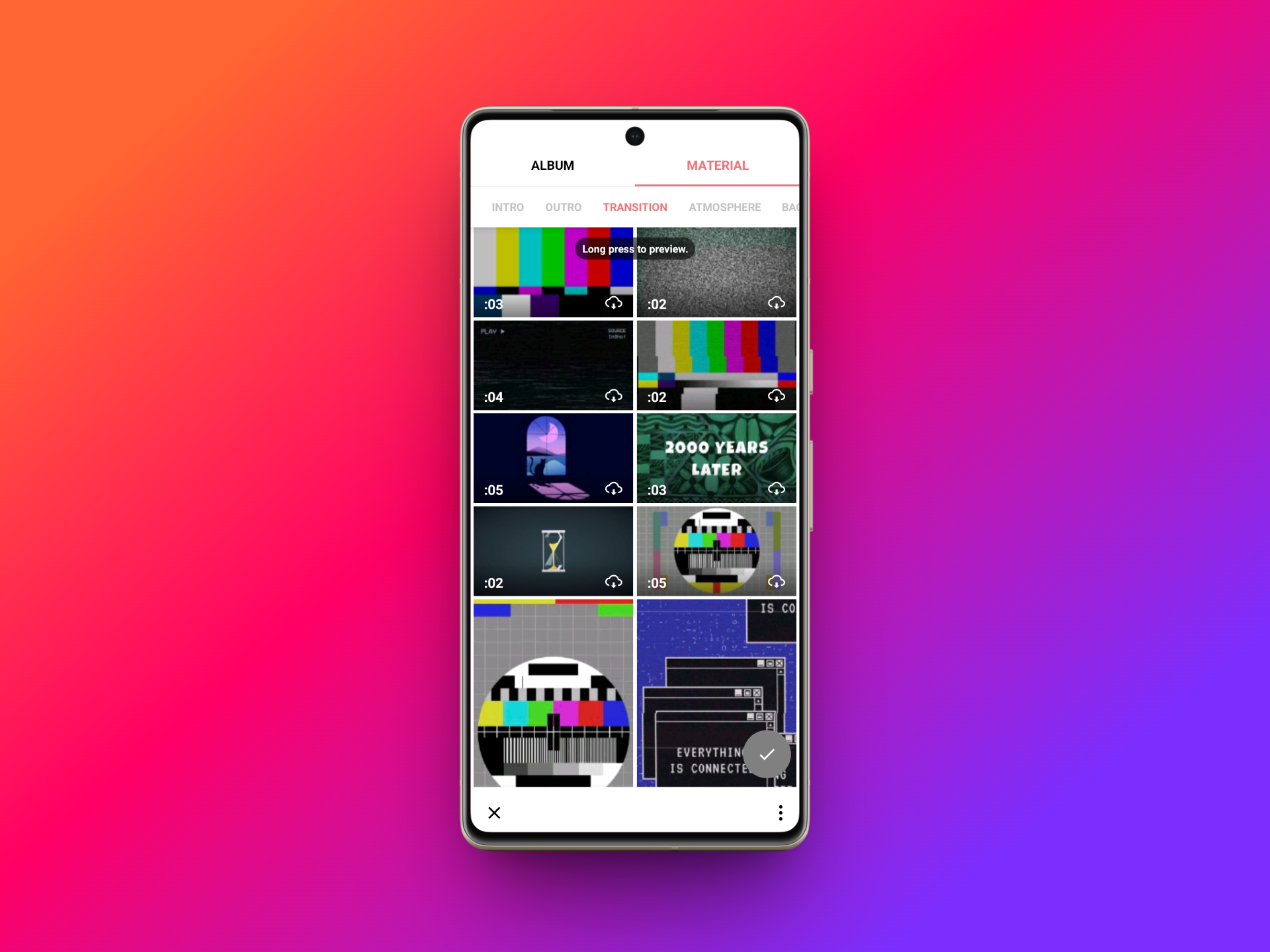 InShot templates for transitions