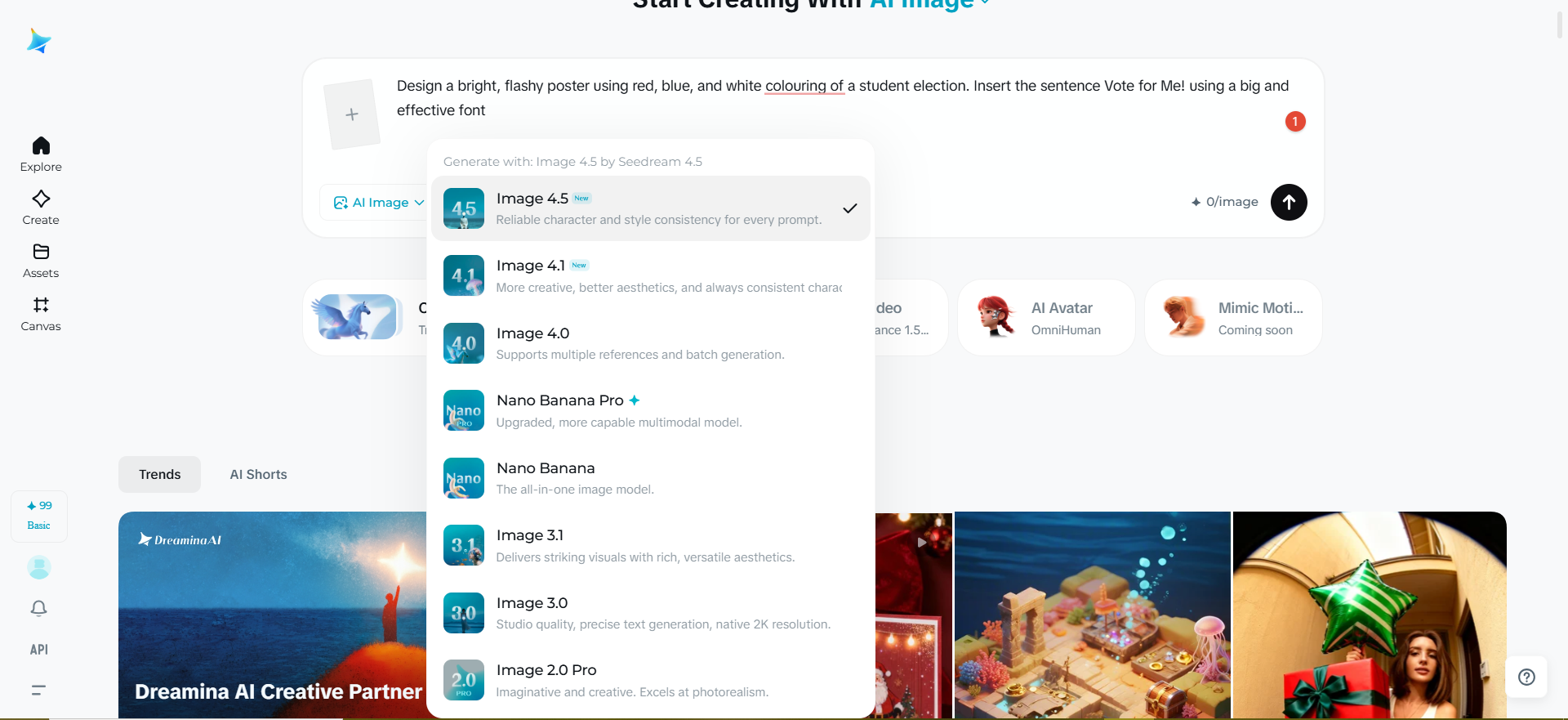 Generați afișul școlii folosind modelul Dreamina