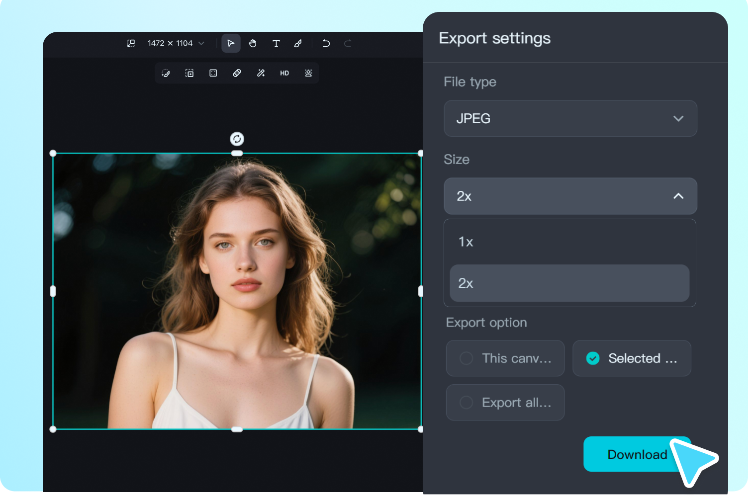 向上した画像をダウンロード