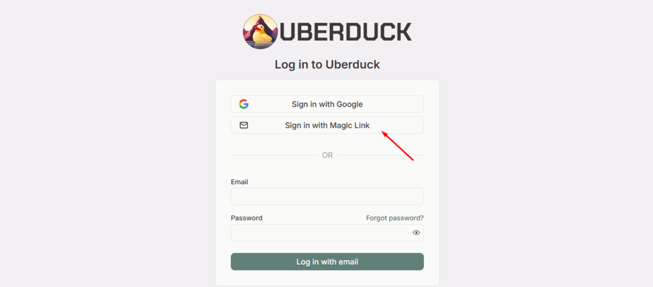 صفحة تسجيل الدخول إلى موقع Uberduck لتوليد صوت مغني الراب AI
