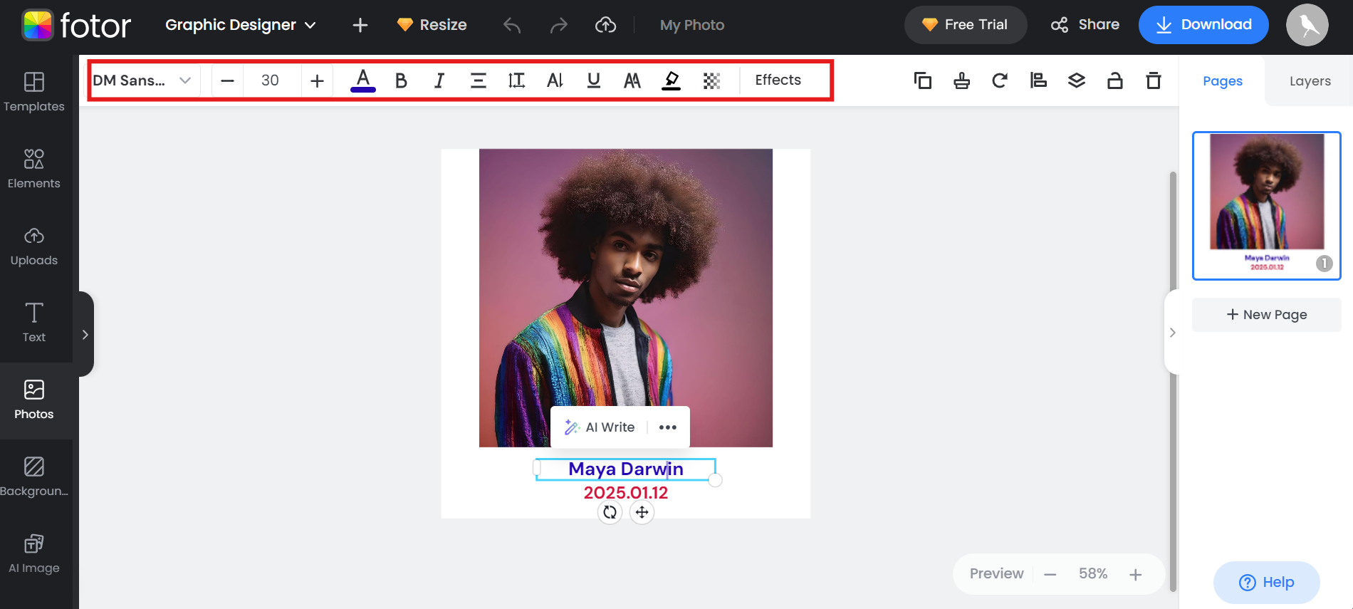 Nama foto dan tanggal tambahkan dengan Fotor