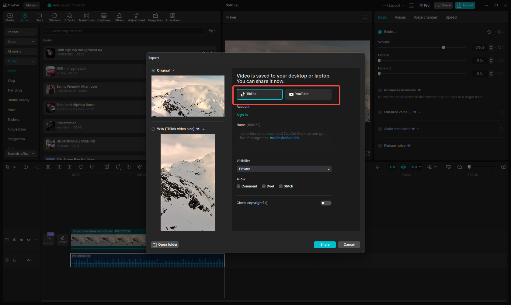 CapCut's integration with social media platforms
