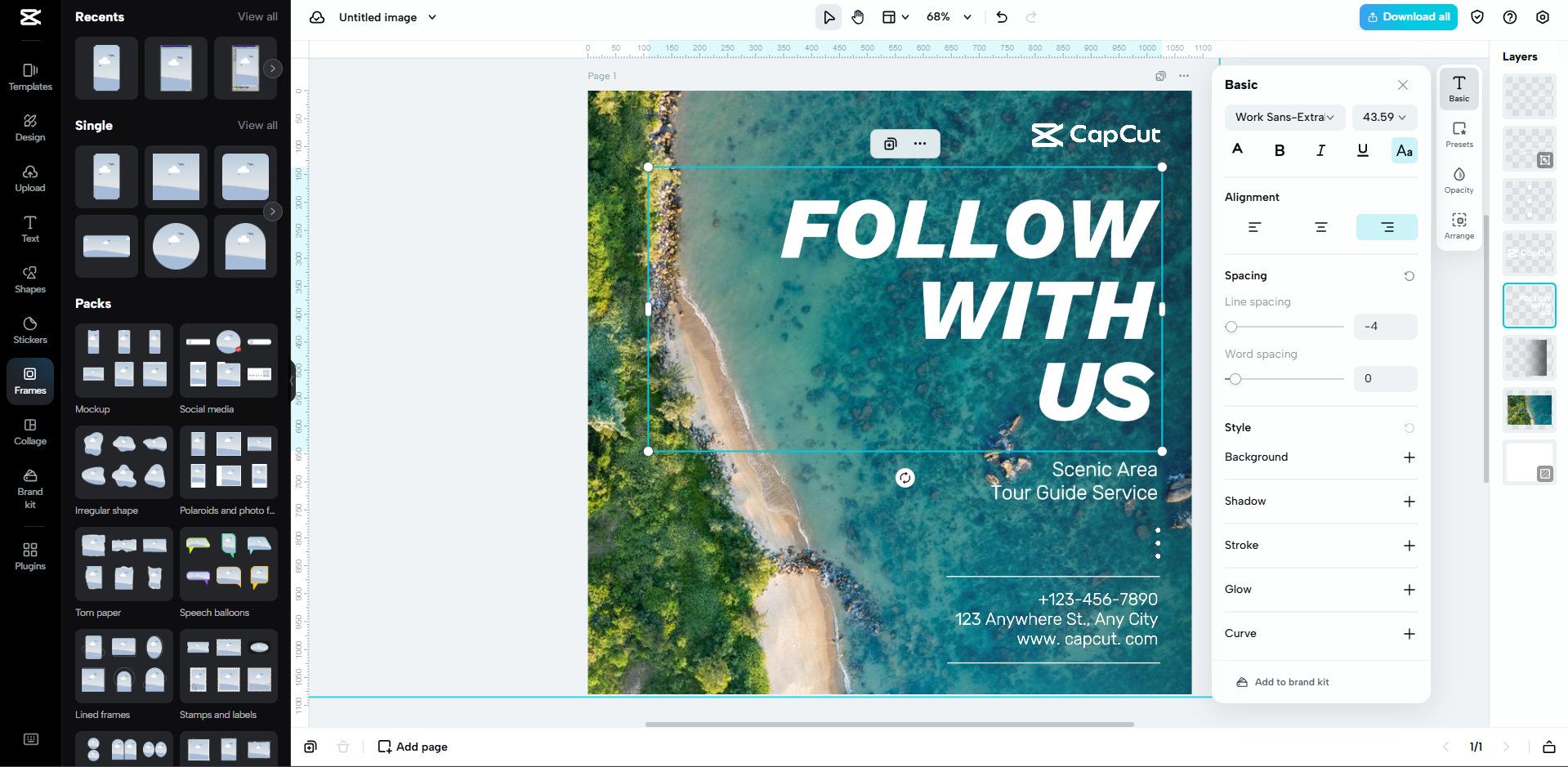 Interface of CapCut Web - a tool with diverse image templates
