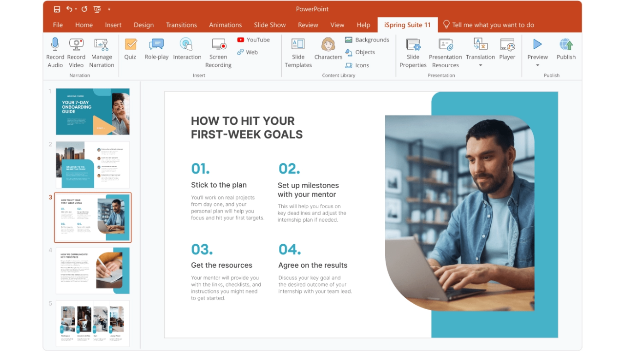 iSpring suite's interface