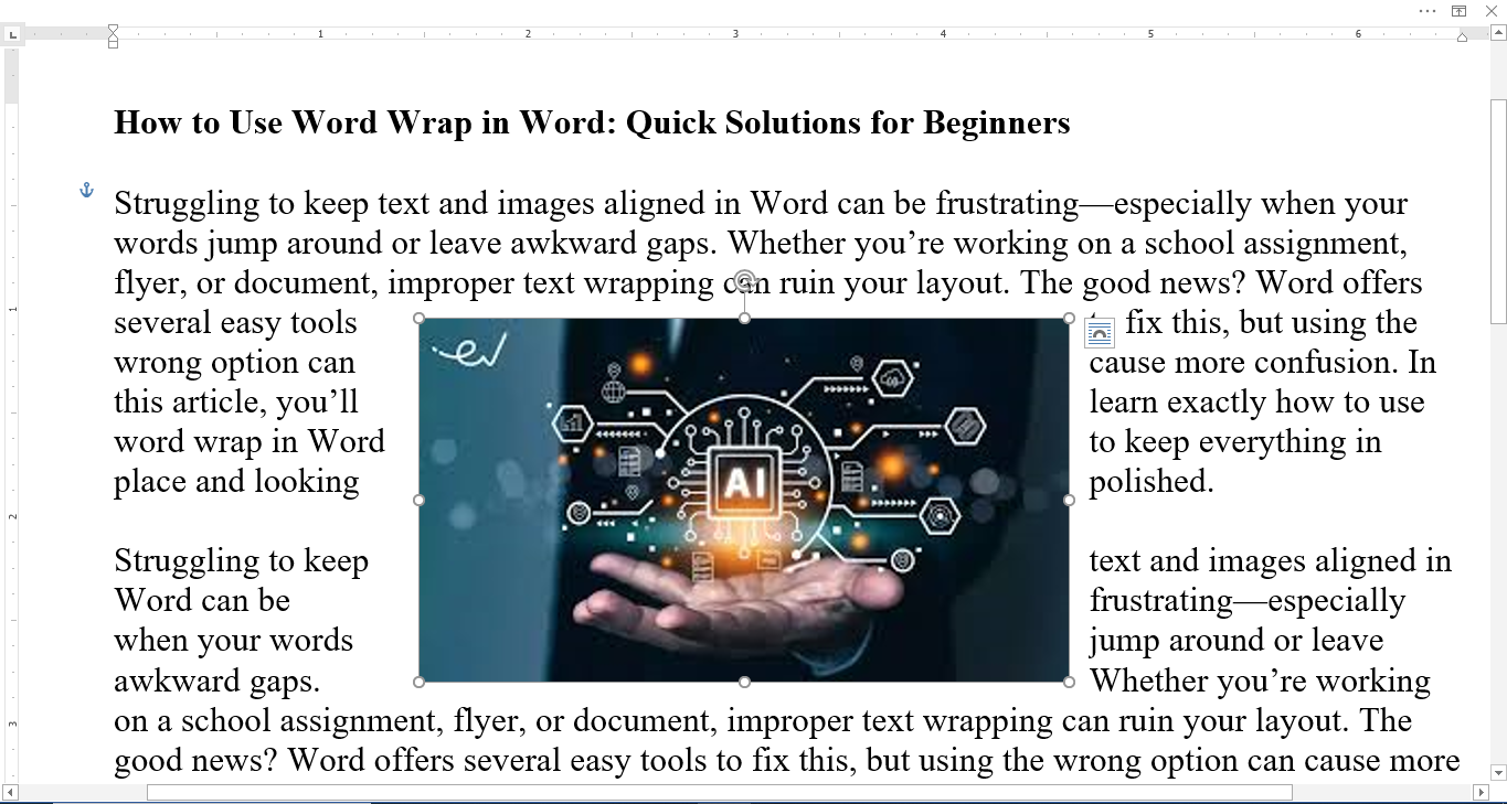 Image showing Word wrap in Word