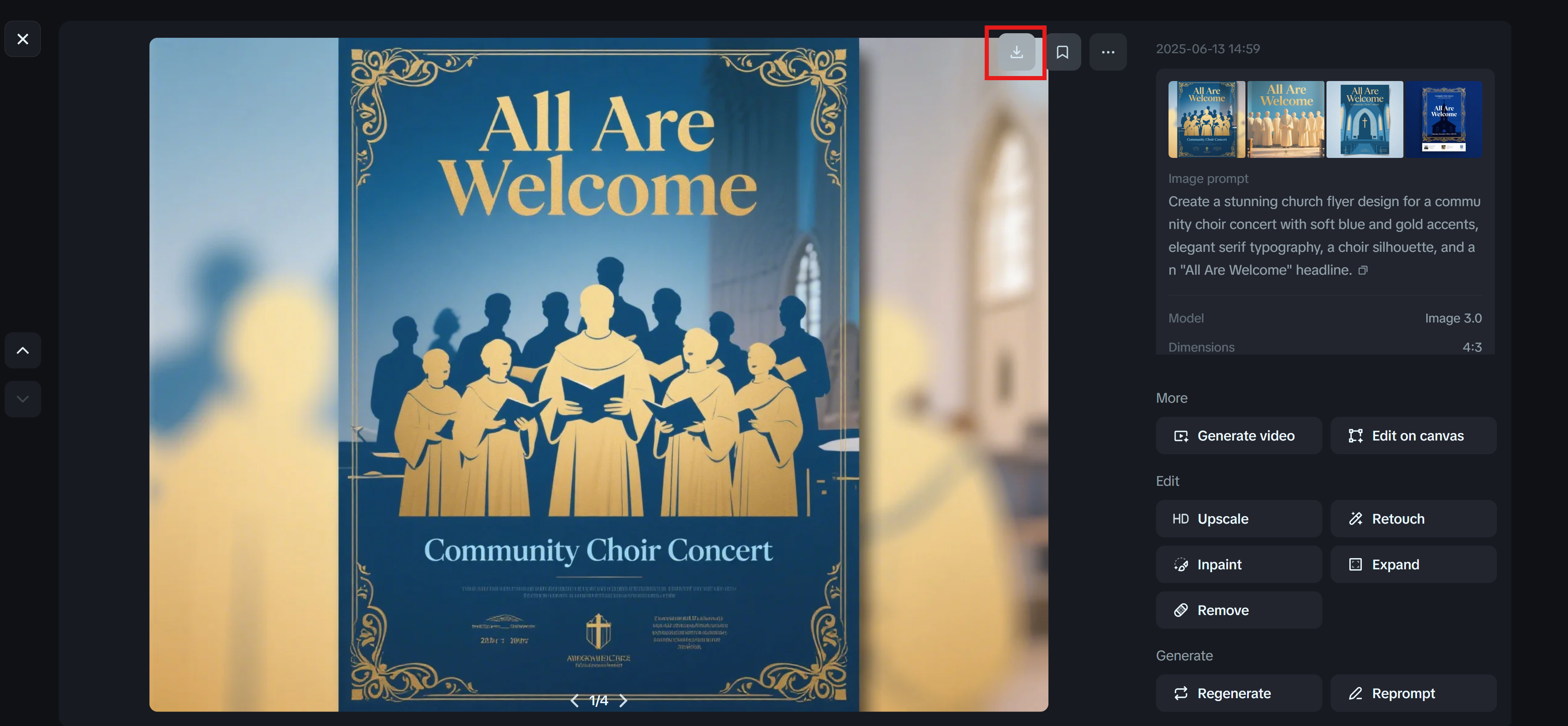 Dreamina: Simple church flyer design