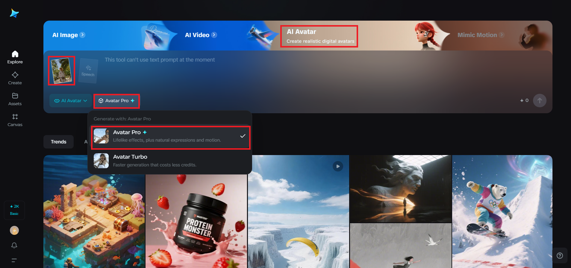 Upload an image on Dreamina