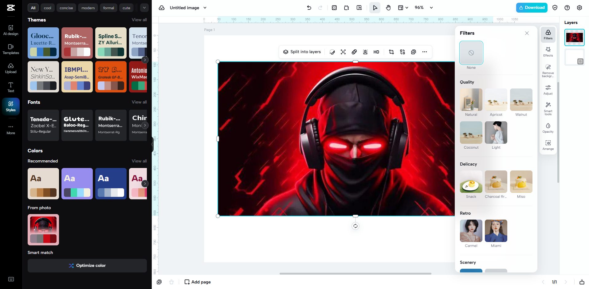 Schnittstelle von CapCut Web - ein vielseitiger YouTube-Profilbild-Editor