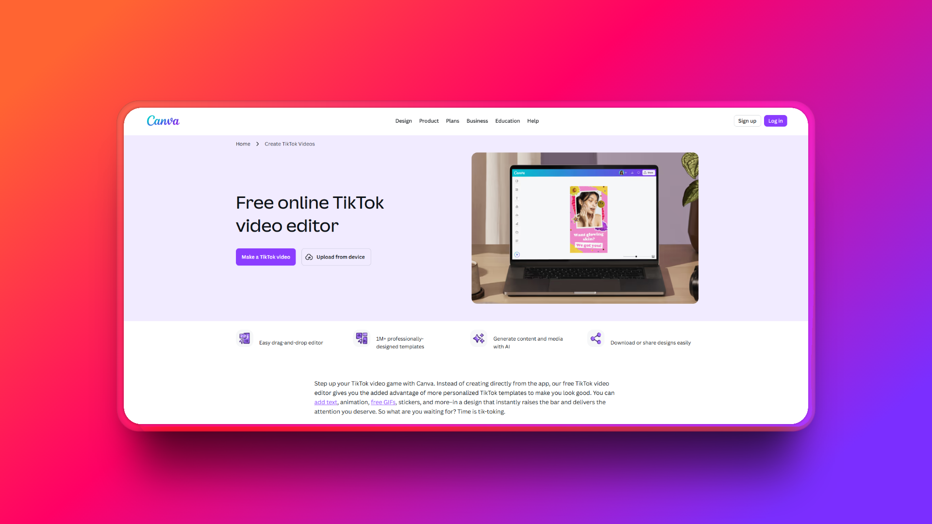 Canva's TikTok video editor