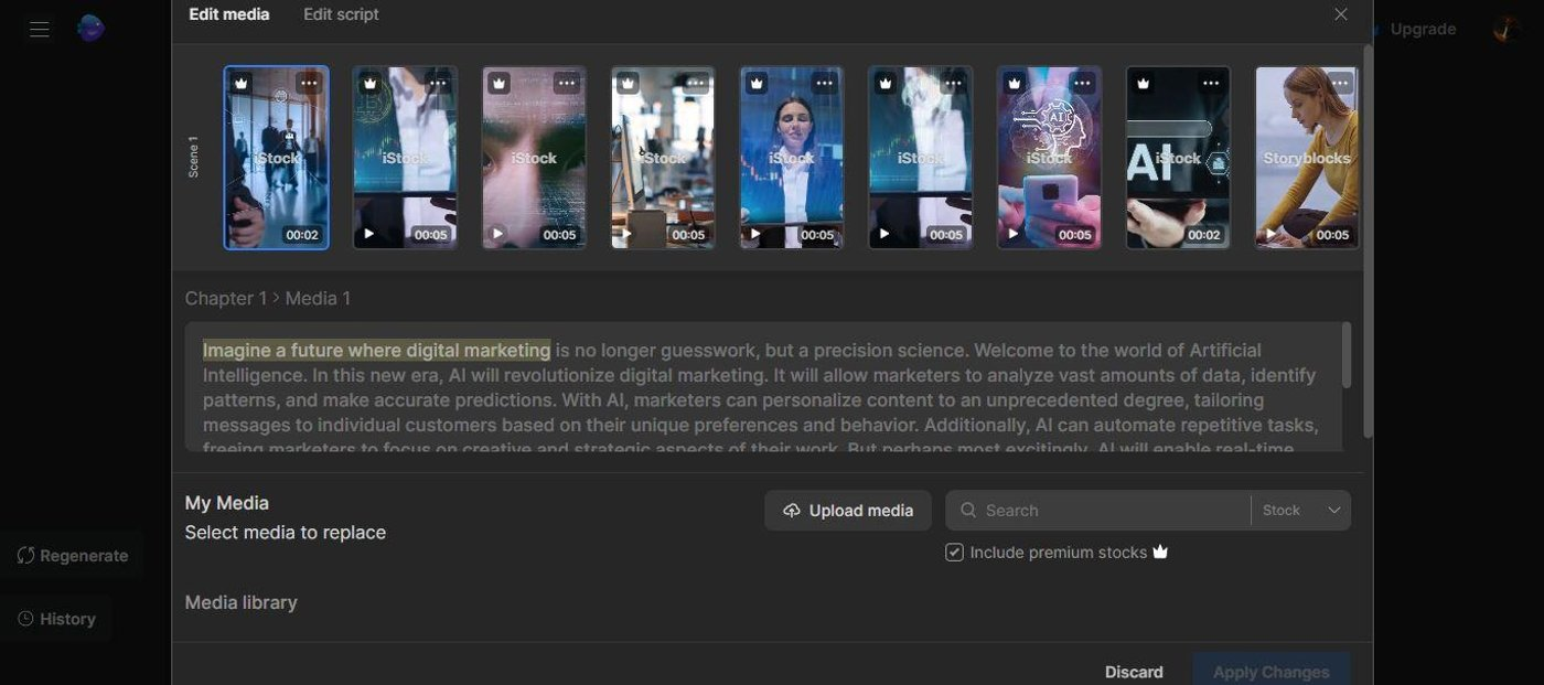InVideo video editing interface