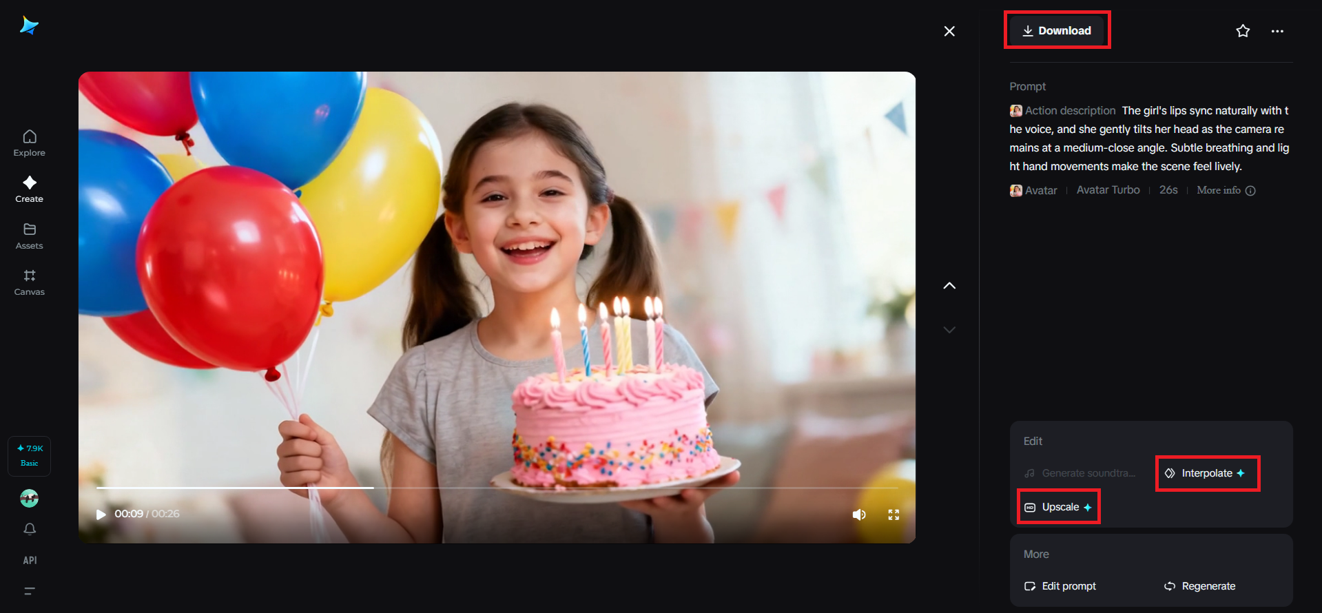Edit and download your AI music video