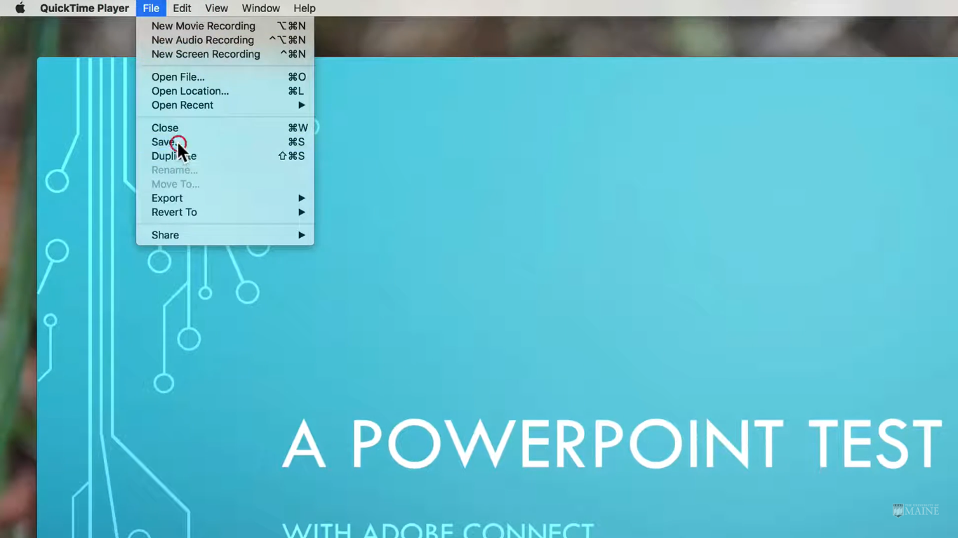Lưu bản ghi màn hình QuickTime
