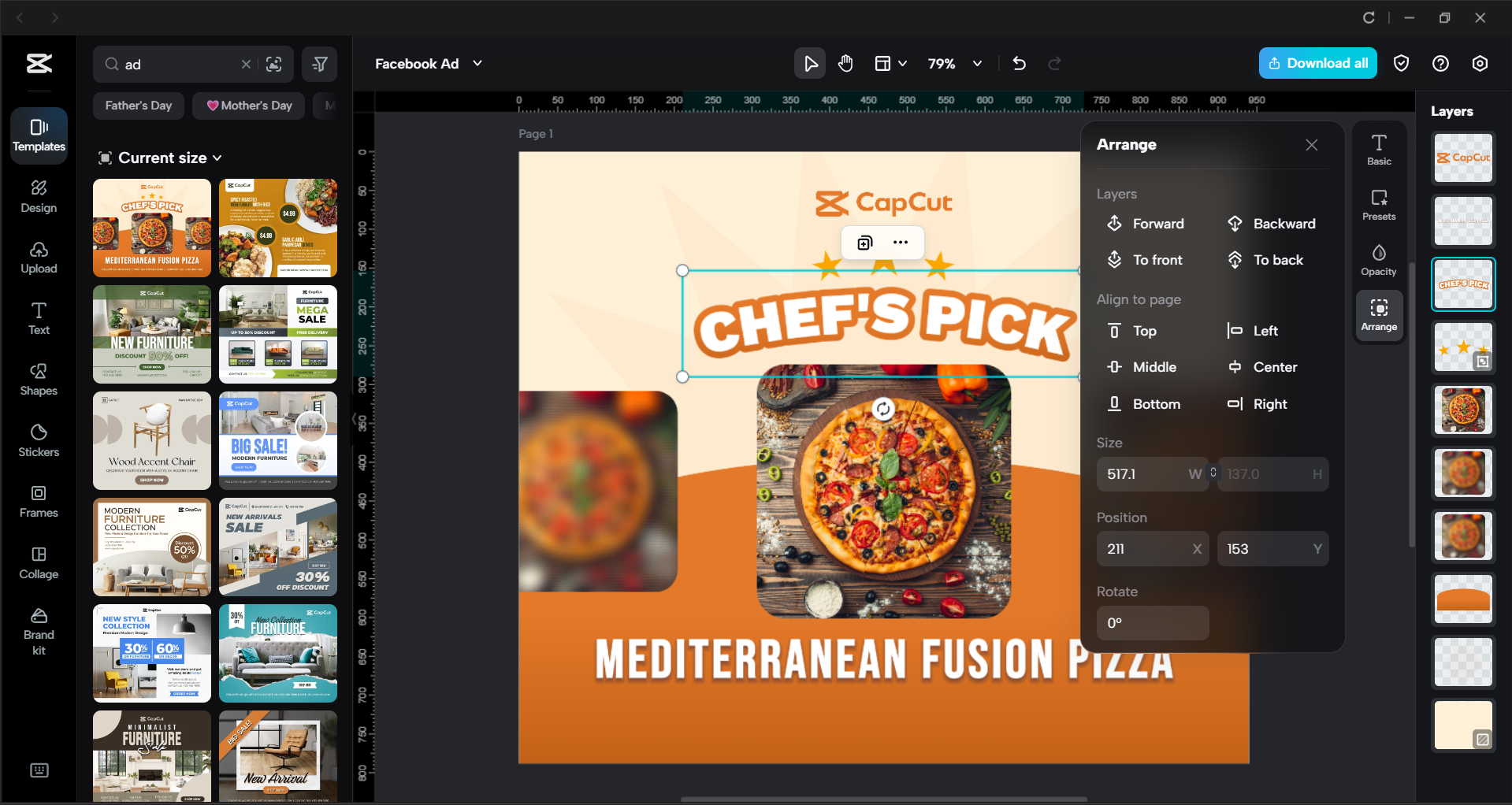 Interface of the CapCut desktop video editor - the most efficient Facebook ad creator