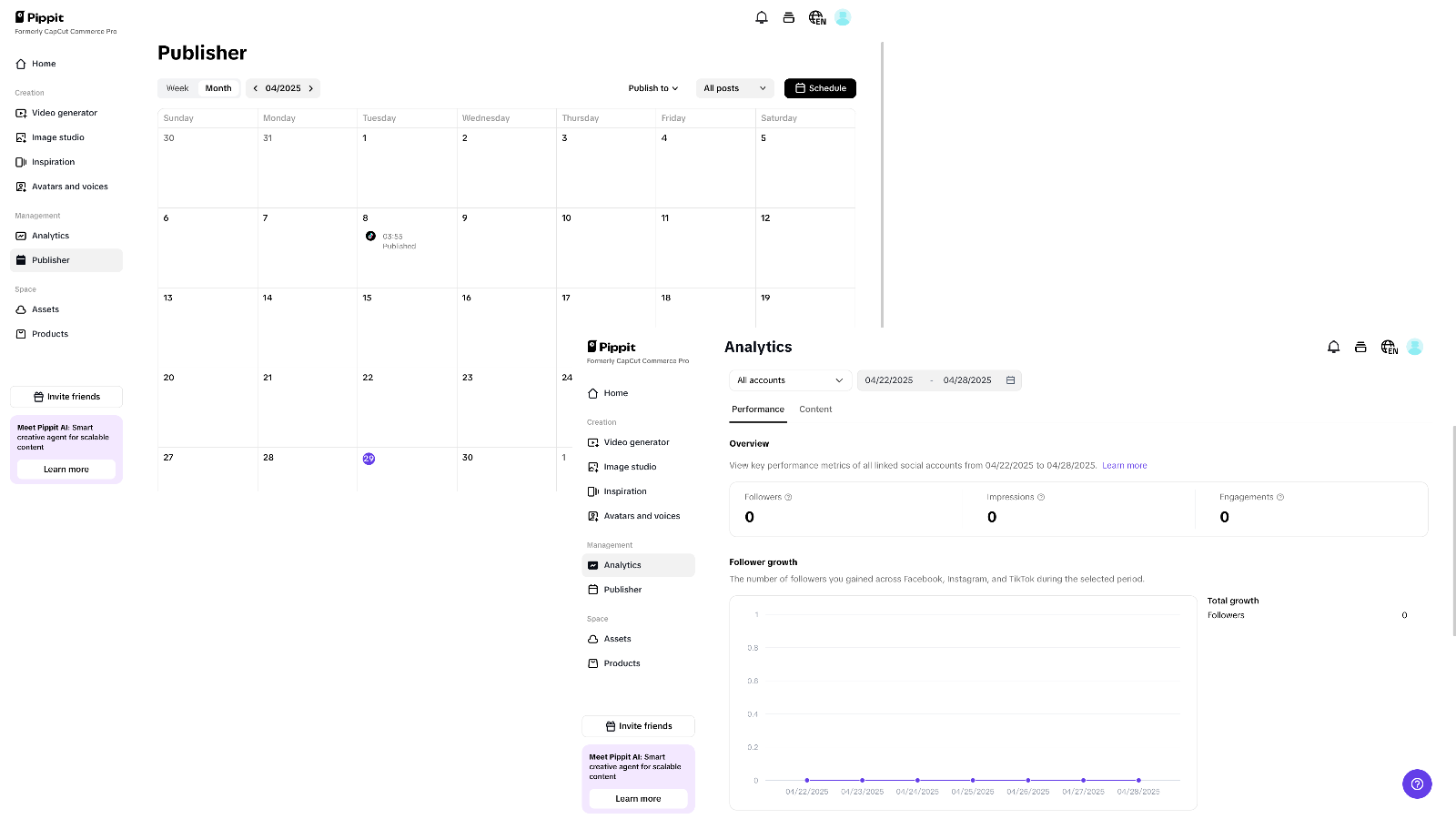 Publisher and analytics