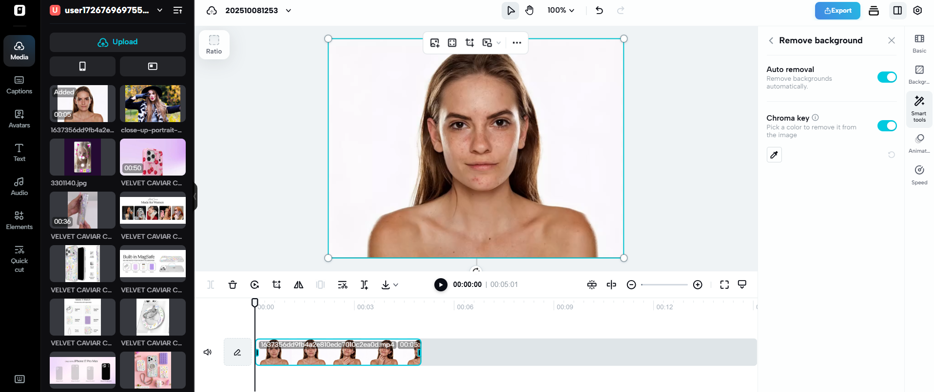 Remove background from video