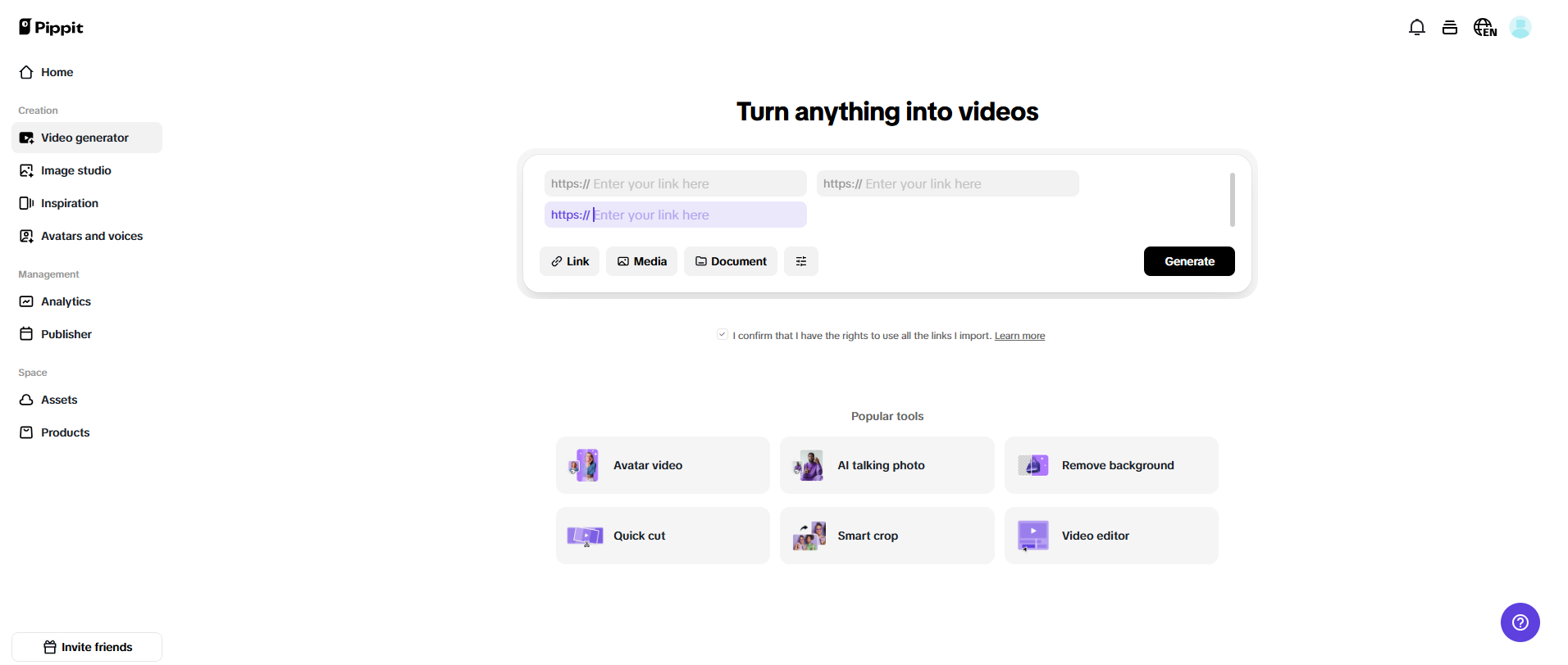 Bumuo ng mga video mula sa anumang mga link o media