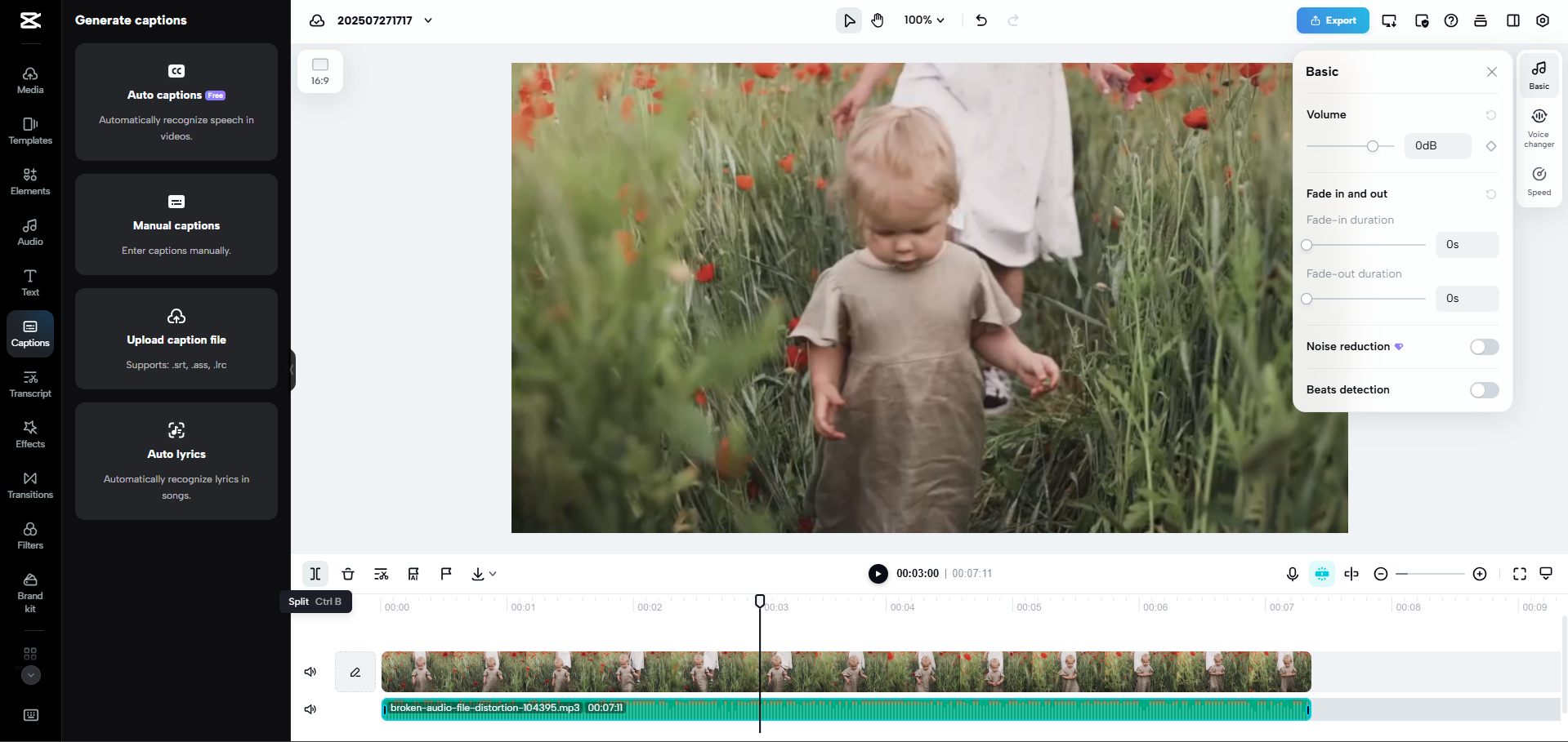 Interface do CapCut Web - a maneira mais fácil de editar gravações
