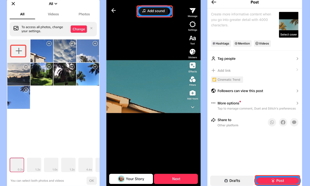 Make a picture slideshow on TikTok