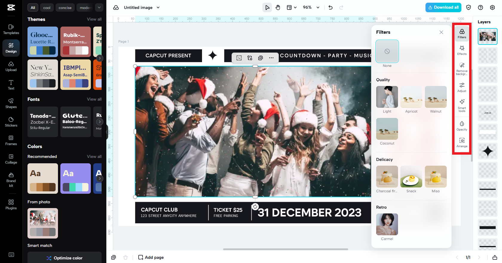 Customize your Facebook flyer with filters, effects, etc.
