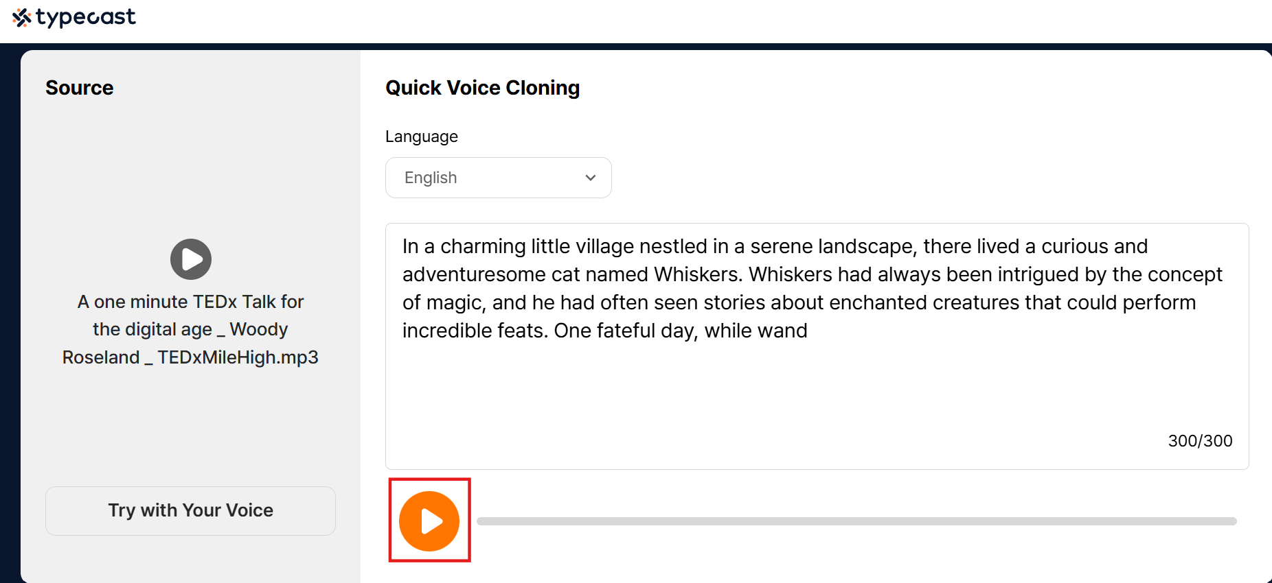 Apply voice and preview