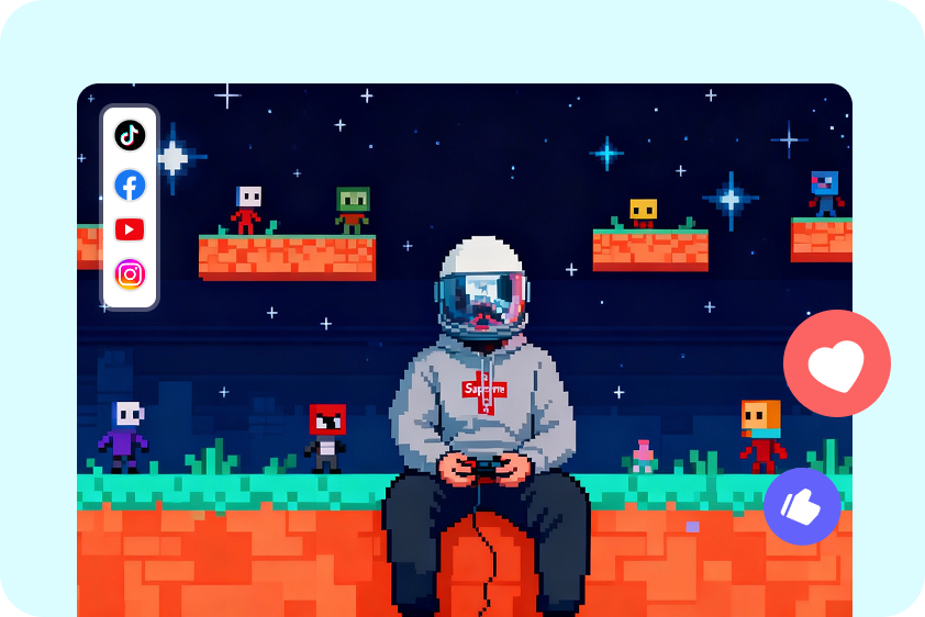 Pixel art maker AI for designing engaging social media content