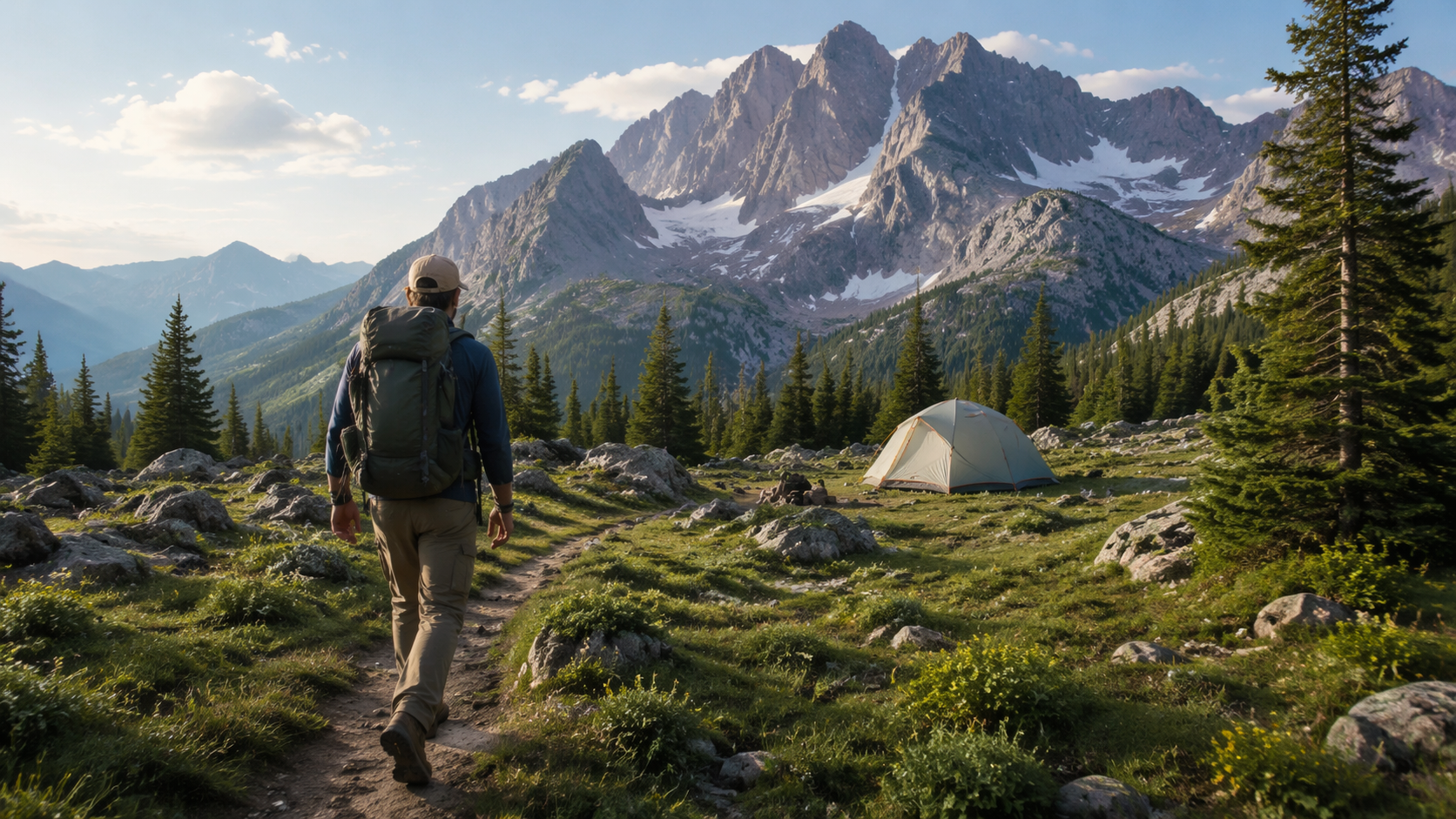 Dreamina Camping AI Prompts prompt example 3: Mountain Sunrise Camping