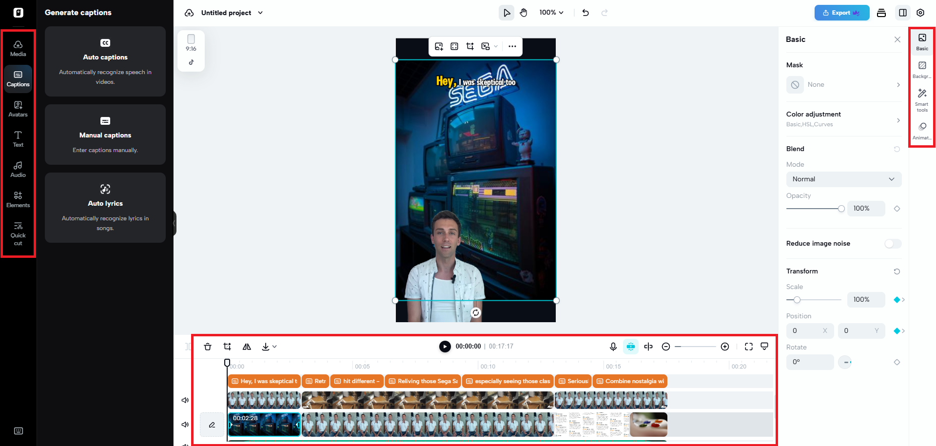 Pippit's advanced video editing interface
