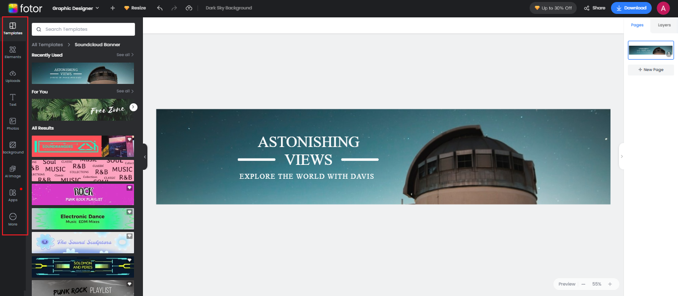 Laki ng banner ng SoundCloud