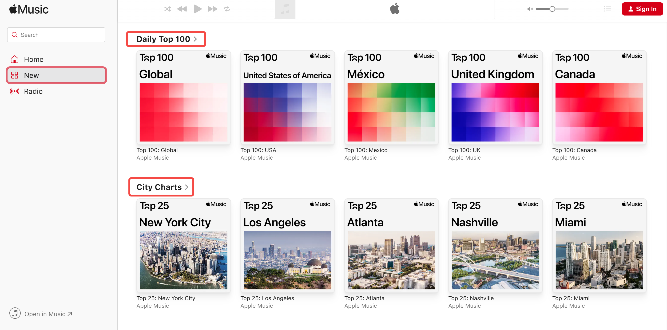Показано, як отримати доступ до Apple Music Chart на робочому столі