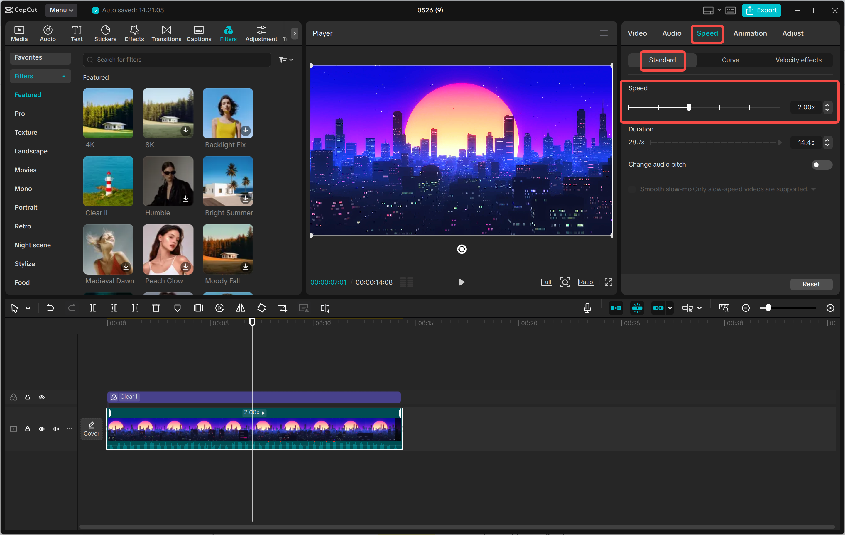 Speeding up a GIF in the CapCut desktop video editor