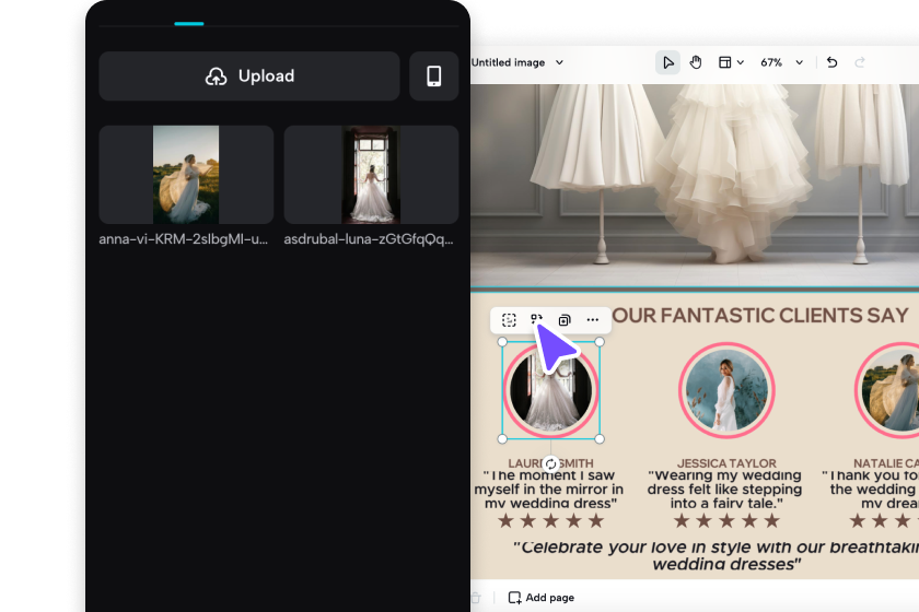 結婚式用ドレスのテンプレートをカスタマイズします。