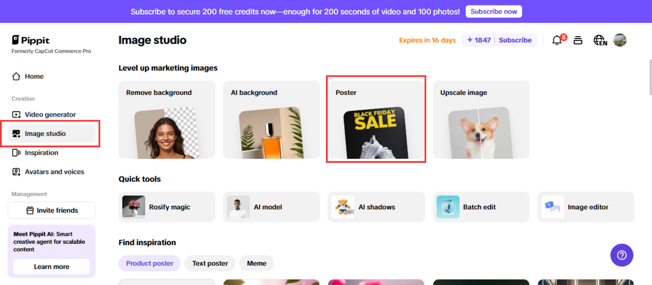 Go to the poster feature