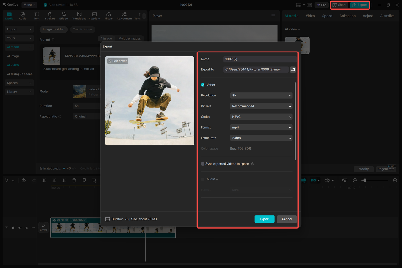 Export your video from the CapCut desktop video editor