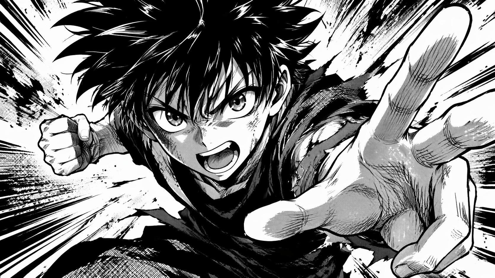 Kartu prompt filter manga Dreamina 3: Panel aksi Shonen