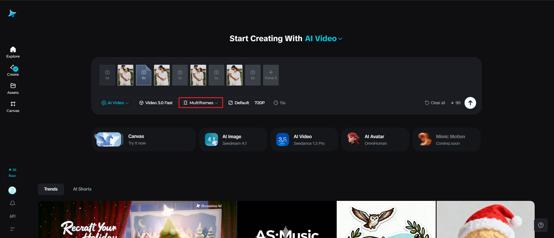 Multiframes feature