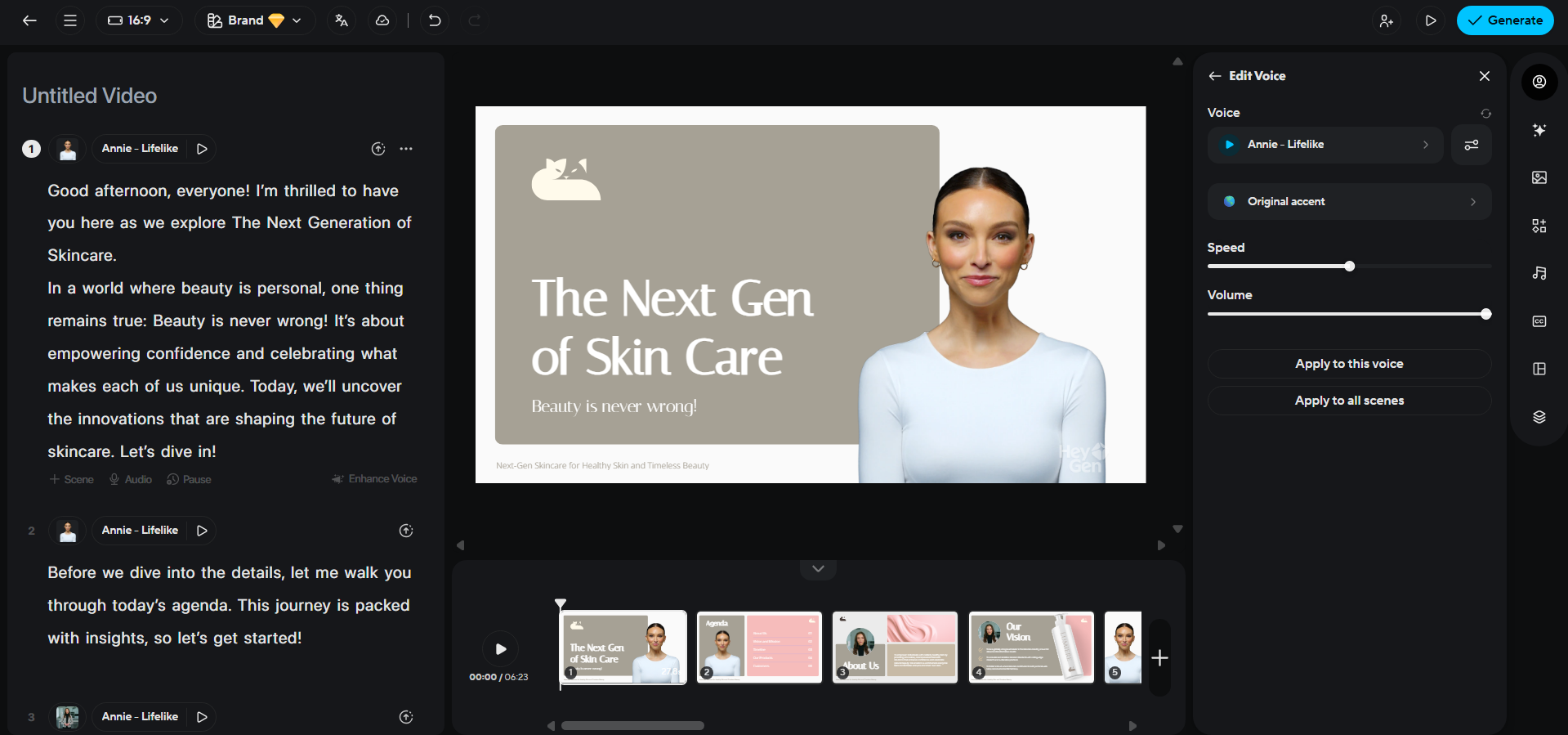 HeyGen interface