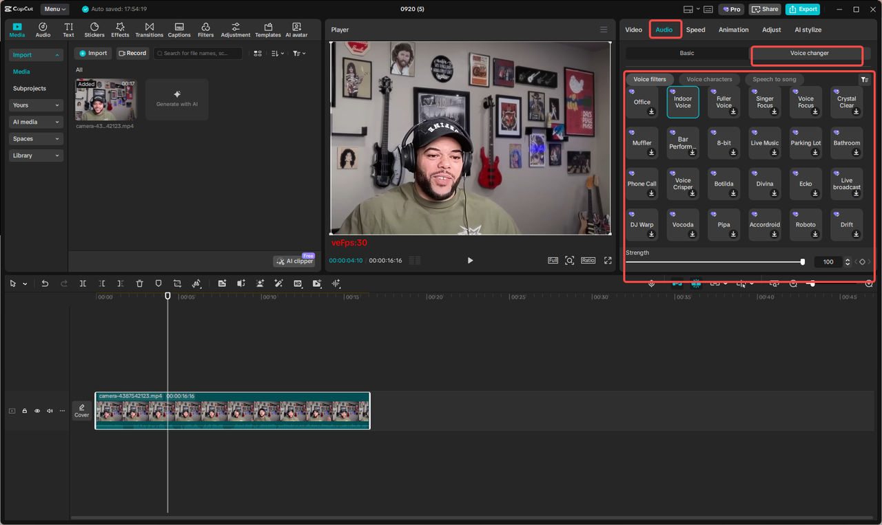 Change voice using the CapCut voice changer