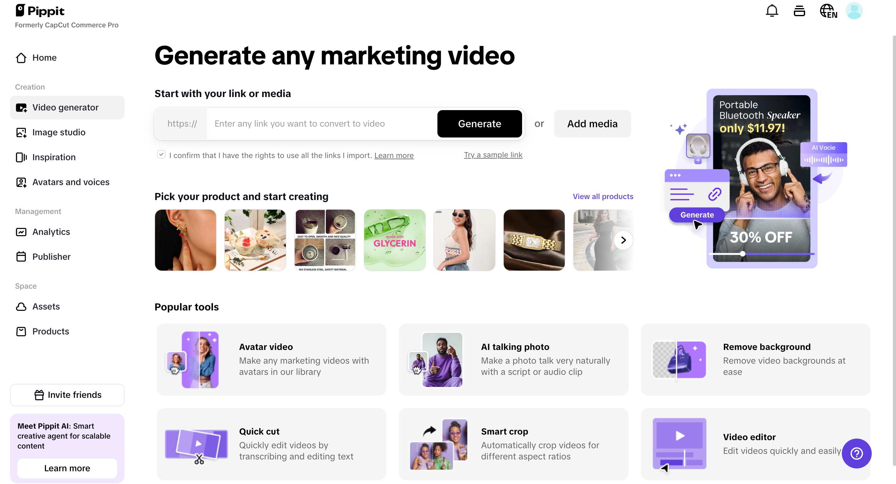 Enter product links or media