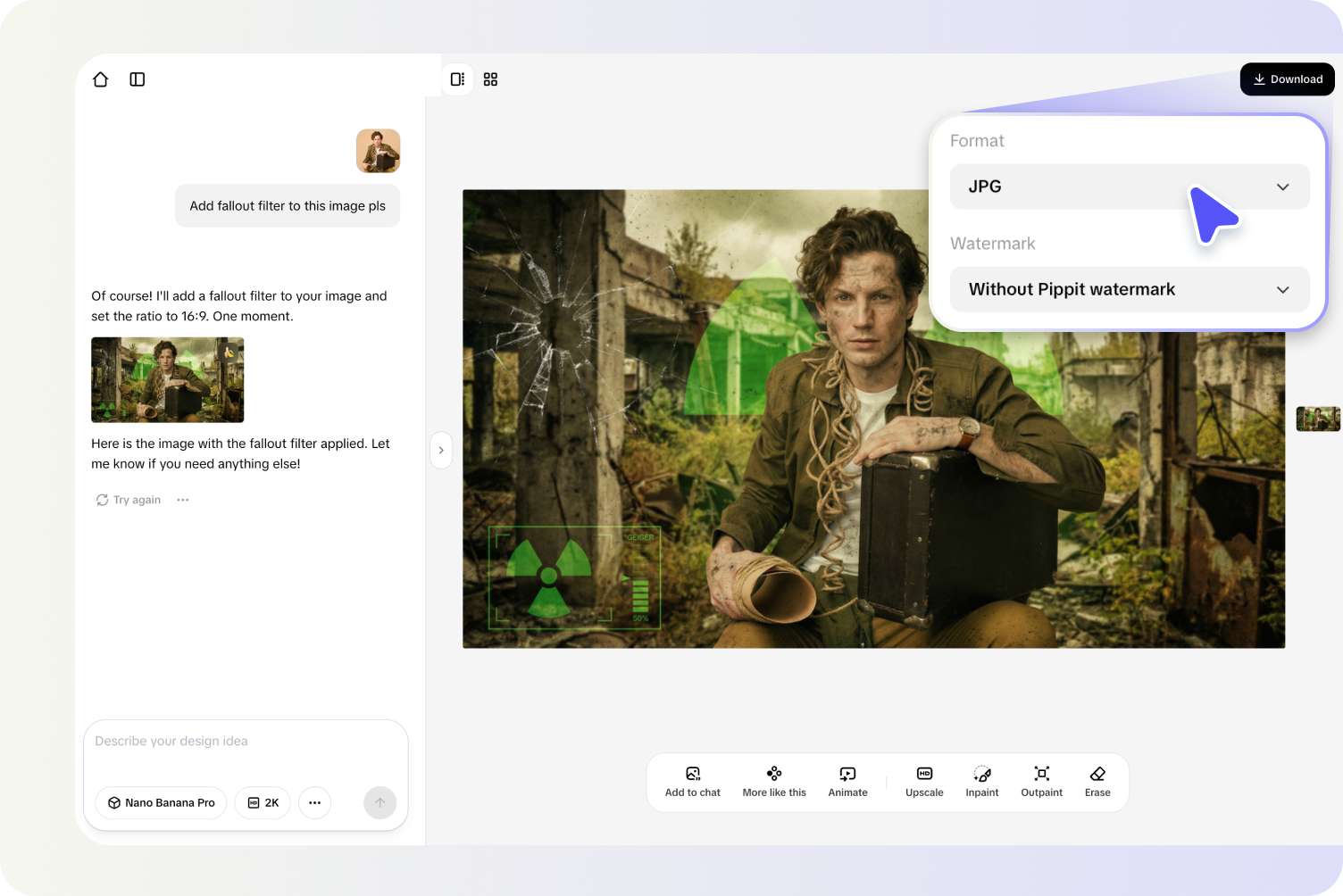 Exporting Fallout filter from Pippit
